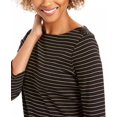 thumbnail image 3 of Charter Club Women's Lurex Striped Boatneck Top Black Size PL, 3 of 3
