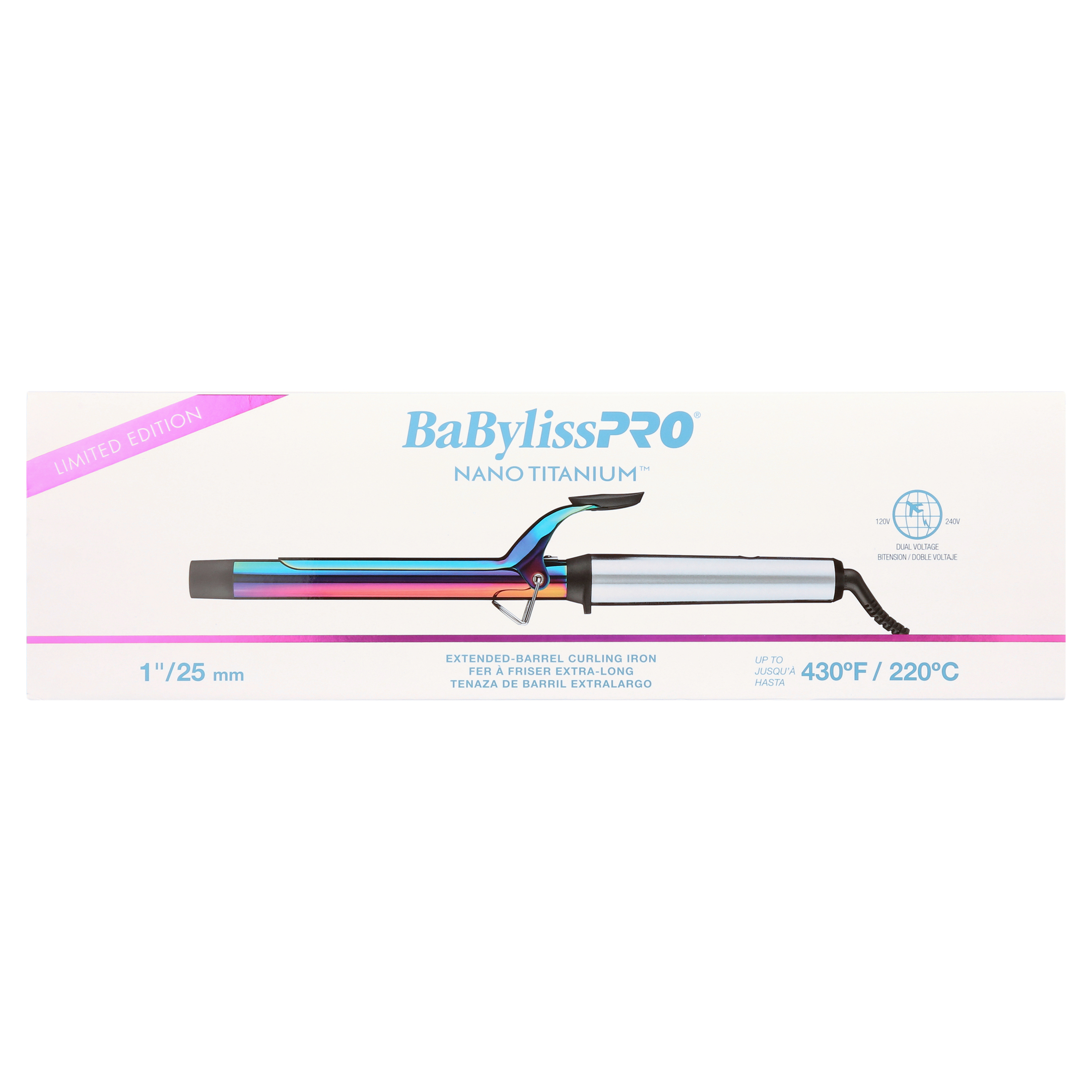 BabylissPRO Nano Titanium Limited Edition Iridescent 1" Extended Barrel Curl Iron
