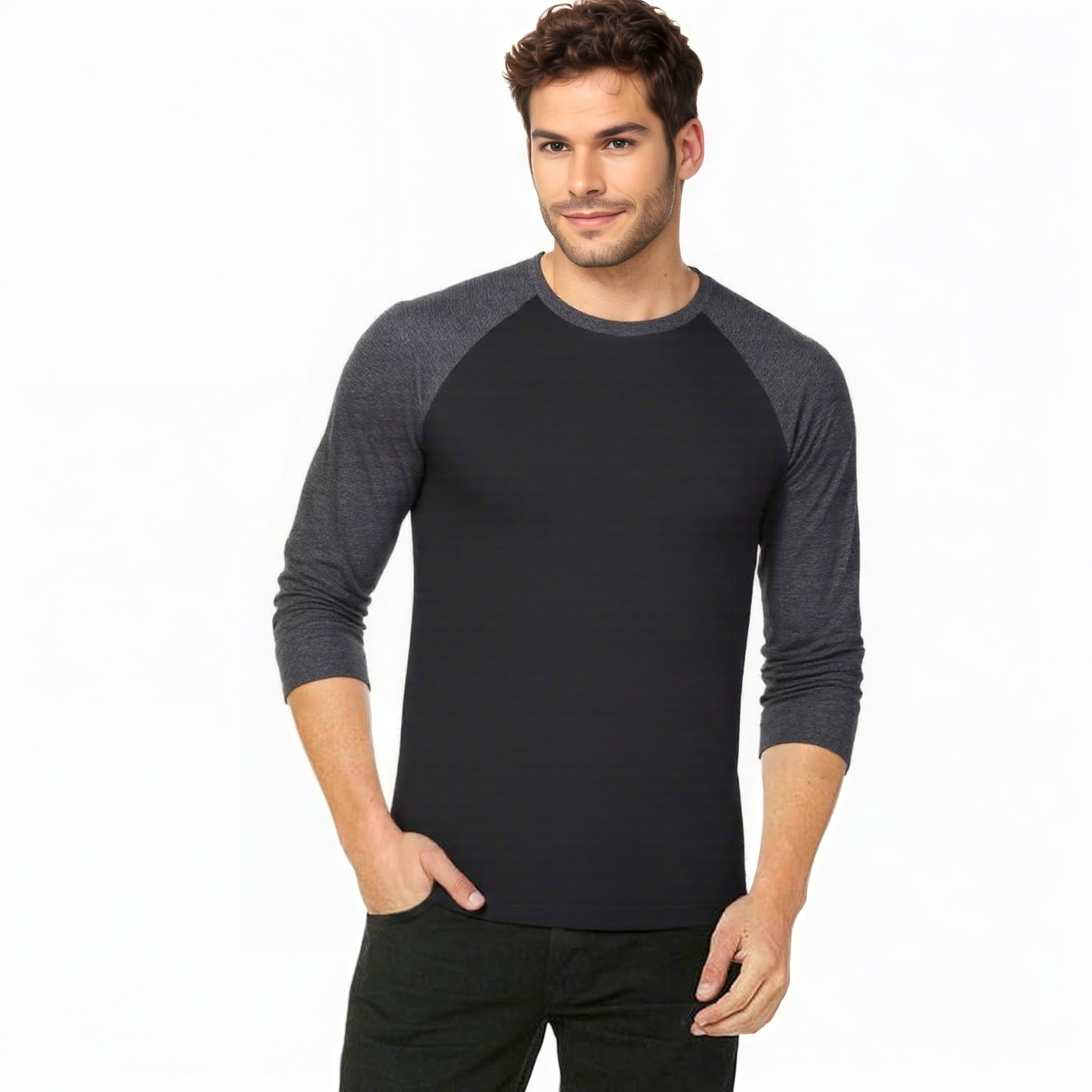 Men's 3/4 Sleeve Crew Neck Baseball Shirt, Casual Dynamic