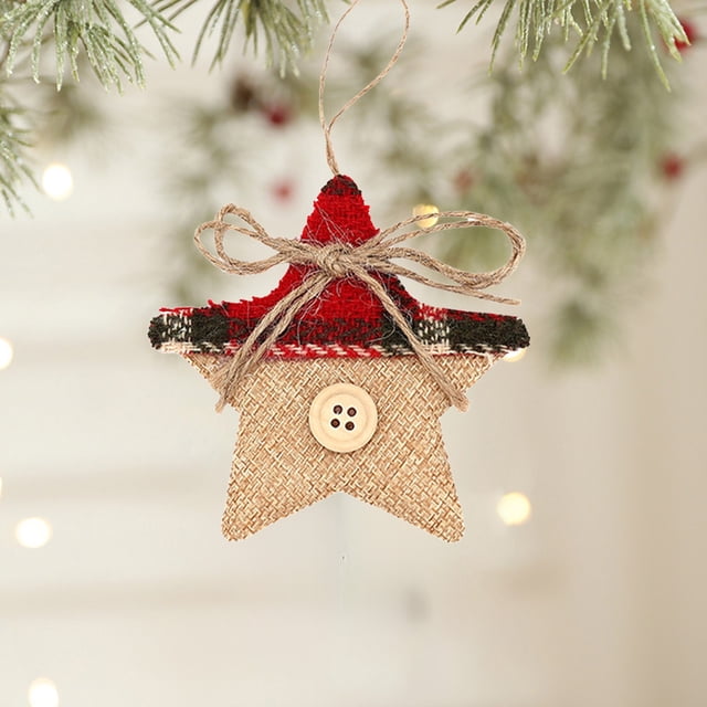 Adornos navideños Colgantes de lino Accesorios de tela para árbol de Navidad Adornos colgantes