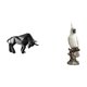 thumbnail image 1 of Estatua moderna de toro y loro de resina, adorno abstracto de animales, preciosa figura coleccionable para entrada, mesa, escritorio, estante, oficina, 1 of 8