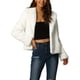 thumbnail image 1 of Abrigo Corto de Piel Sintética para Mujeres Moda Invierno Chaqueta Abierta Solapa Notch Manga Larga Abrigo Esponjoso L Blanco, 1 of 7