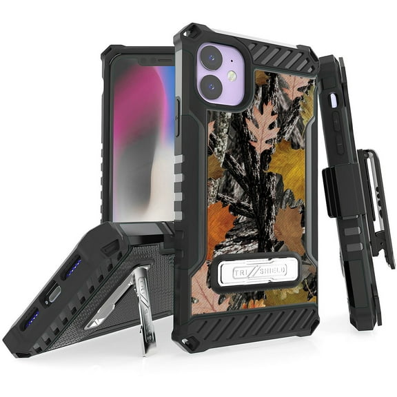 Tri-Shield [CAMOUFLAGE SERIES] Rugged Case Metal Kickstand Cover   Belt Clip Holster [CAMO DESIGN] for Apple iPhone 11 (2019, 6.1" Model)