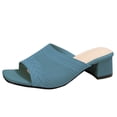 thumbnail image 1 of RXMEKW Knit Mule Slippers For Women With Block Heel Open Toe For Casual Wear Black Blue Beige, 1 of 9