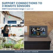 Newentor Home Weather Station, Indoor Outdoor Thermometer with 1 Outdoor Sensor, Black