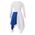 thumbnail image 2 of Alvivi Girls Metallic Liturgical Worship Praise Dance Dress Long Sleeve Asymmetrical Dance Costume Blue 12, 2 of 7