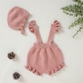 thumbnail image 6 of Generic Knitted Sweater for Children Girls Strap Solid Knitted Ruffles Sweater Baby Jumpsuit Romper with Hat Outfits Clothes Set Cute Knit Oversized Sweater (Pink,3-6 Months), 6 of 9