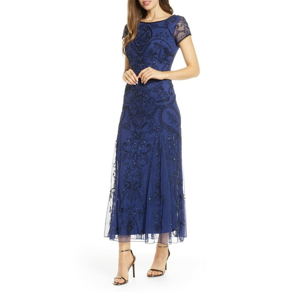 Pisarro Nights ROYAL Women's Embellished Mesh Gown, US 6