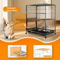 thumbnail image 3 of Flylapdo Iron Wire & Frame Cat Kennel 2-Tier Small-Cat Cages with Wheels & Ladder 37.4"x21.7"x28", 3 of 7