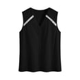thumbnail image 7 of LEAVINGSUO Tank Tops for Women Solid Color V-Neck Sports Sleeveless Blouse Loose-fitting Openwork Lace Tops Black S, 7 of 7