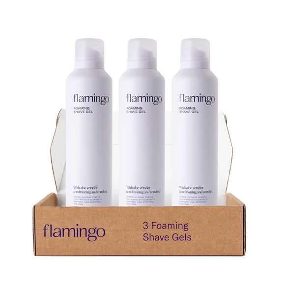 Gel de afeitar Flamingo para mujer con aloe vera, 200 ml, paquete de 3
