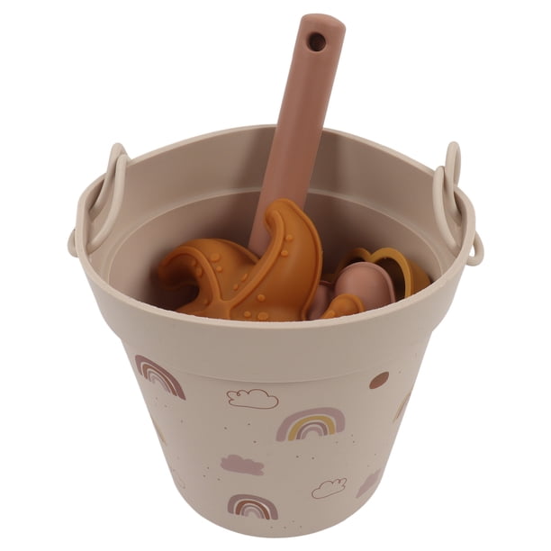Lot de 6 Jouets de Plage en Silicone pour Enfants - Seau Pliable, Pelle, 4 Moules à Sable et Sac Filet - Créatures Marines - Sport
