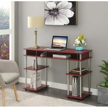 UPC: 0095285432134 | Convenience Concepts Designs2Go No Tools Student Desk with Shelves  Dark Cranberry Red