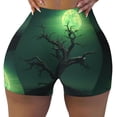 thumbnail image 2 of Balery Green Night Sky Moon Branches Printed Workout Shorts for Women Seamless Scrunch Short Gym Yoga Running Sport Active Exercise Fitness Shorts-XX-Large, 2 of 8