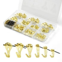 VEVOR 130 Pieces Picture Hanging Kit, 10lb, 20lb, 30lb, 50lb, 75lb and 100lb Picture Hangers, Metal Pictures Hanging Hooks with Nails for Mirror, Painting, Photo Frame on Drywall & Wooden Wall, Gold