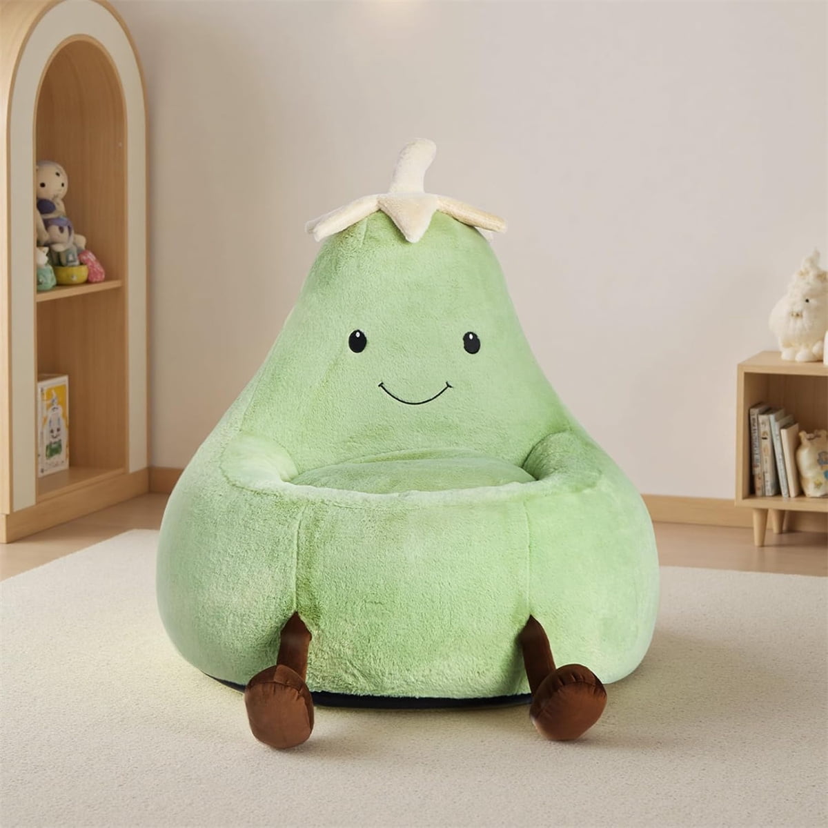 CONCETTA 24in Bean Bag Chair, Soft Faux Rabbit Fur Fabric, Cute Eggplant Lazy Chair for Kids, Living Rooms, Green