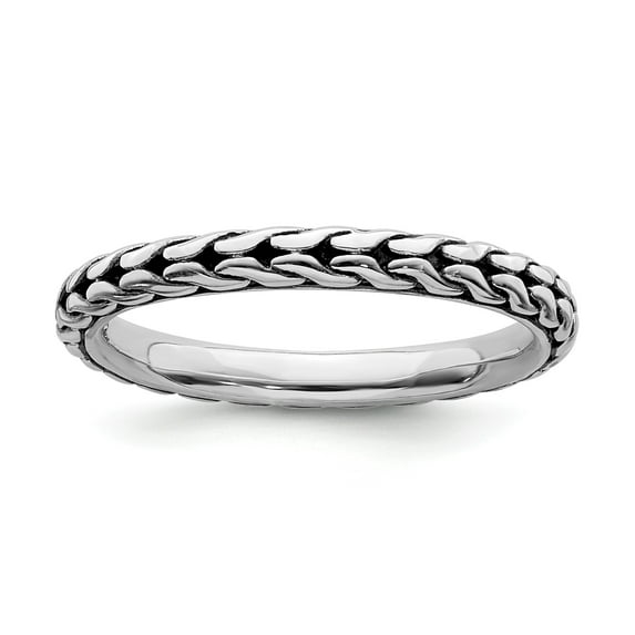 Sterling Silver Stackable Expressions Antiqued Ring - Size 6