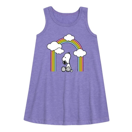 

Peanuts - Snoopy Looking Up Rainbow - Toddler & Youth Girls A-line Dress