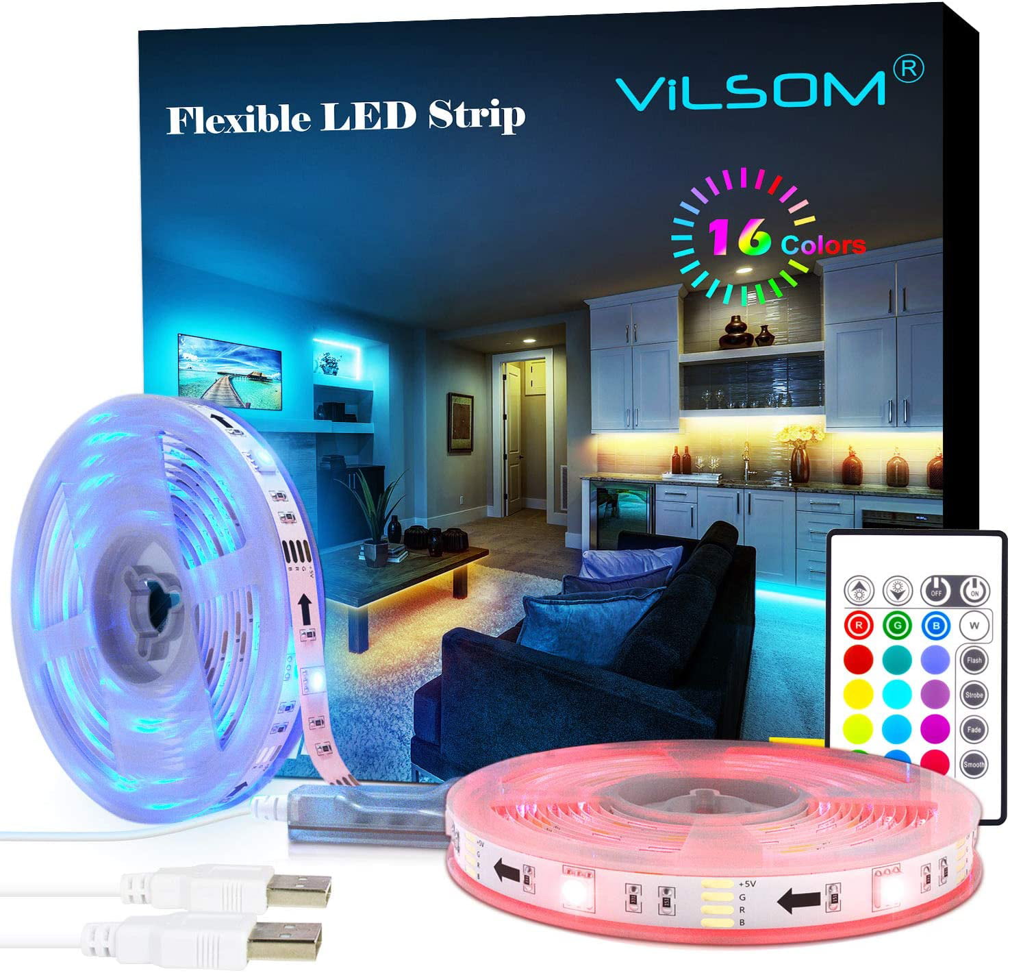 16.4' LED Strip Mood Light Kit with Premium RF Touch Remote NEW!!