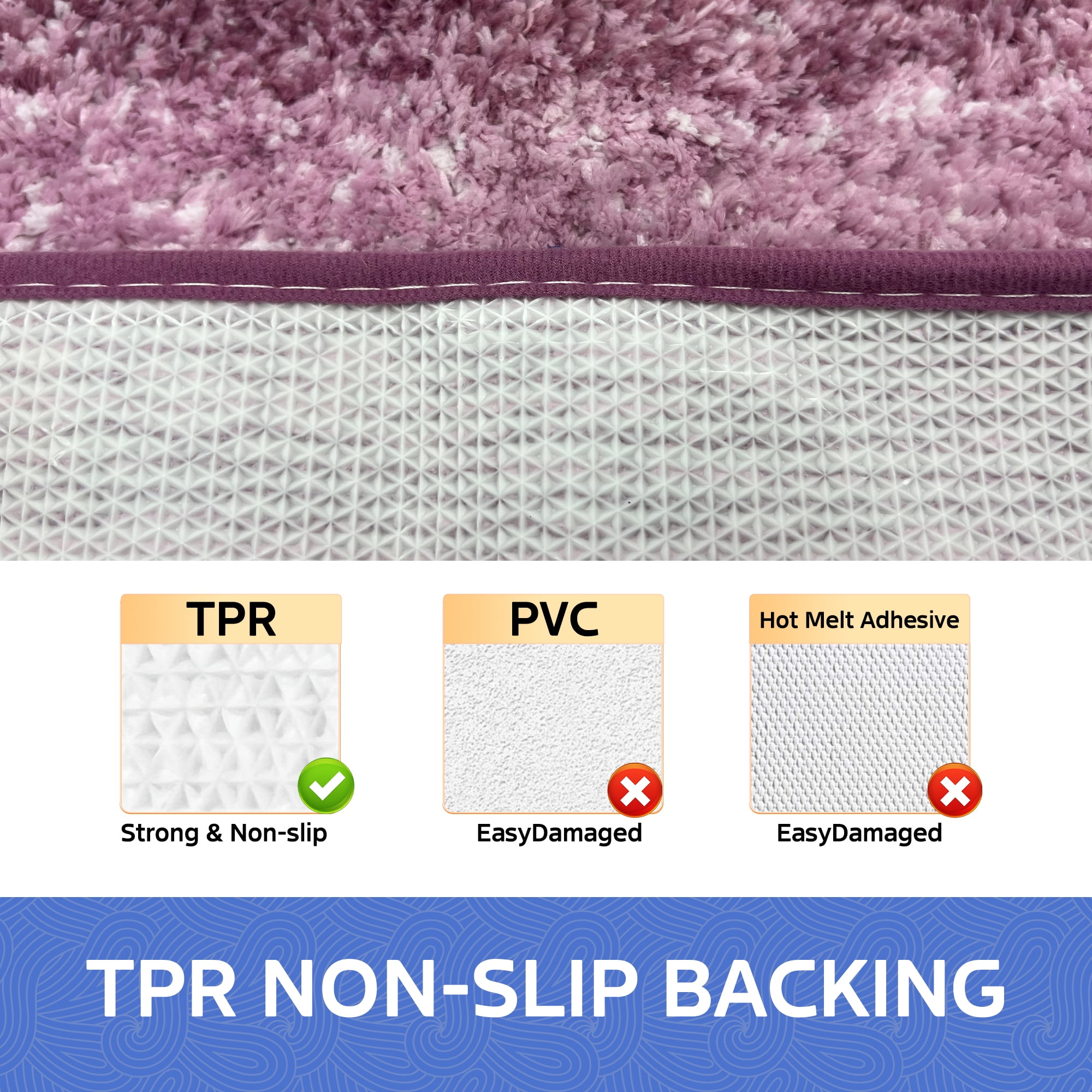 Evlmd Purple Bathroom Rugs Mat, Large Bath Rug for Bathroom Floor Non-Slip, Super Elastic Soft Easier to Dry Bath Shower Mat Runner, Machine Washable Bath Mat, 20" x 32"