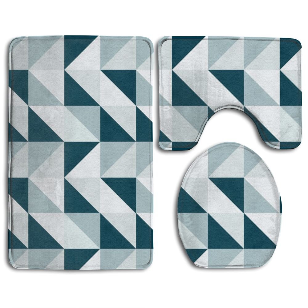 CHAPLLE Triangular Square 3 Piece Bathroom Rugs Set Bath Rug Contour