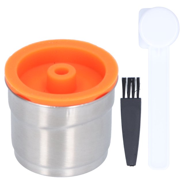Taza de filtro de cápsula de acero inoxidable reutilizable con carcasa de cápsula de café para accesorio de máquina de café Illy (cepillo de cuchara de cápsula única)