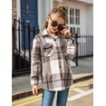 thumbnail image 4 of Arshiner Girls Casual Flannel Plaid Jackets Button Down Long Sleeve Shirts Blouses Tops with Pockets Outfits, 4 of 9