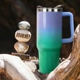 thumbnail image 6 of 40 oz Tumbler with Handle and Straw Lid | Vacuum Insulated Leak Proof Tumbler | Stainless Steel Water Bottle Cup Gifts for Dads Moms Women Men Him Her | Cream Checkered, 6 of 7