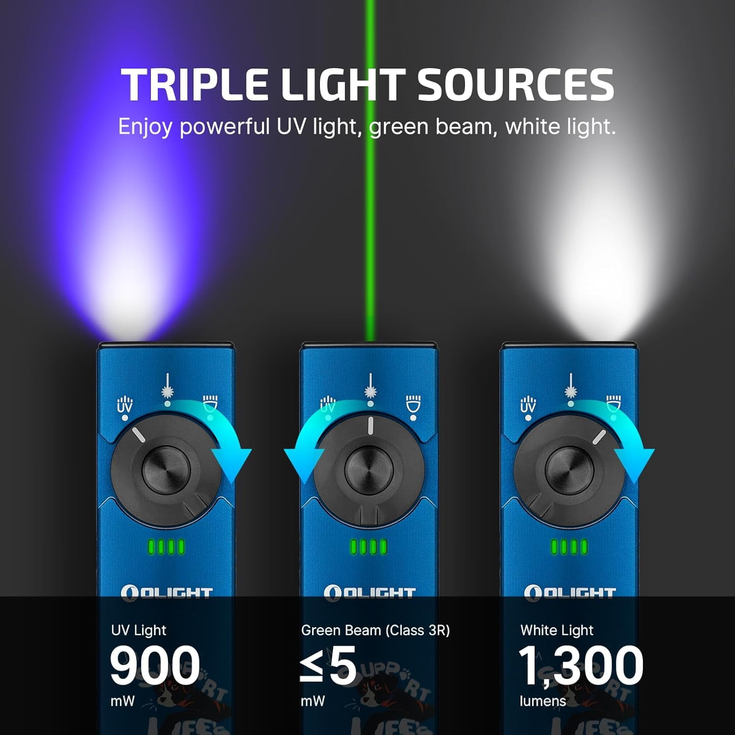 OLIGHT Arkfeld Pro LED/レーザー/UV ライト グリーン OLIGHT Arkfeld Pro Rechargeable EDC Flat Flashlight with