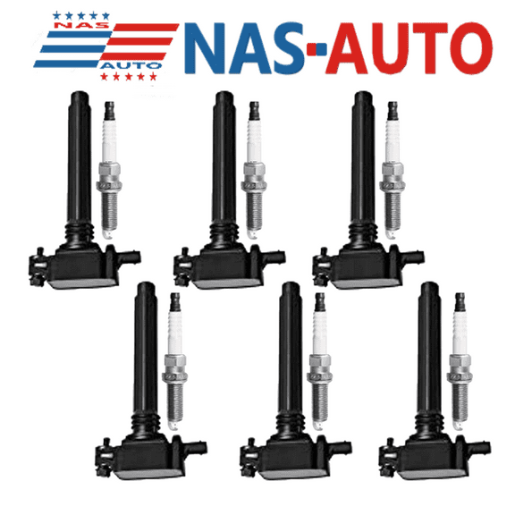Ignition Coil Pack and Iridium Spark Plug Set of 6. Compatible with Dodge Durango Journey Grand Caravan/Jeep Grand Cherokee Wrangler/Ram Promaster 1500/2500/3500 Replacement for UF648