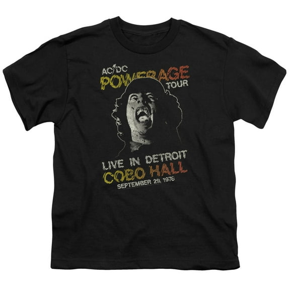 Trevco ACDC & Powerage Tour Youth Cotton Short Sleeve 18-1 T-Shirt, Black - Extra Large