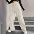 thumbnail image 6 of Comdrip Womens Pants Casual, Women's Elastic Waist Slim Striped Wide Leg Pants Trousers Pants for Women Khaki 2XL, 6 of 9