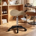 thumbnail image 2 of HOMCOM Rolling Salon Stool, Faux Leather Swivel Saddle Chair, Brown, 2 of 10