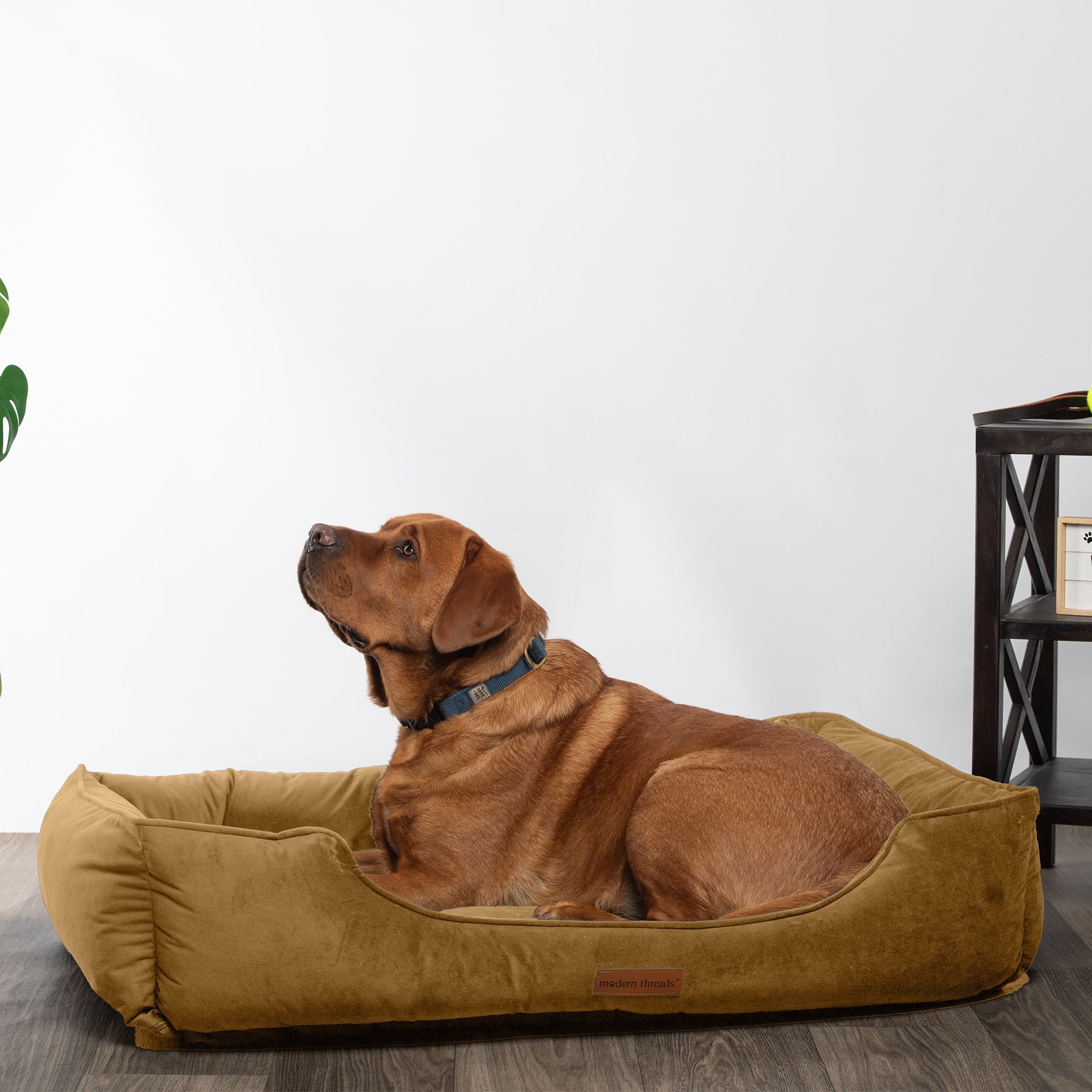 Modern Threads Extra Large Luxury Velvet Tufted-Style Dog Bed, Caramel