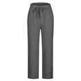 thumbnail image 5 of SELONE Casual Summer Pants for Women Gray Mid Waist Plus Size Lounge Pants Cotton Linen Cropped Trouser Pants Loose Long Beach Pants Pull on Solid Straight Lightweight Comfy S Tall Breathable Clothes, 5 of 5