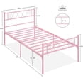 thumbnail image 2 of Ourlova Twin XL Size Metal Bed Frame with Heart Design Headboard Under Bed Storage No Box Spring Needed Pink For Kids and Teens, 2 of 7