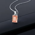 thumbnail image 3 of Gem Stone King 10K White Gold Peach Nano Morganite Pendant Necklace for Women (6.30 Cttw, Gemstone October Birthstone, Emerald Cut 14x10MM, with 18 inch Chain), 3 of 5