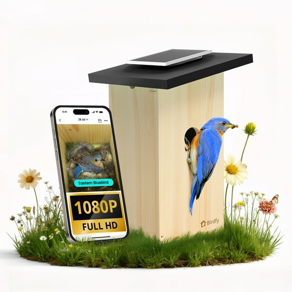 Birdfy Smart Bird Houses for Outside Solar Powered, 1080P HD Live View Bird House with Camera, Perfect Viewing Bird Nesting and Hatching, Bird Feeder with Camera for Most Birds