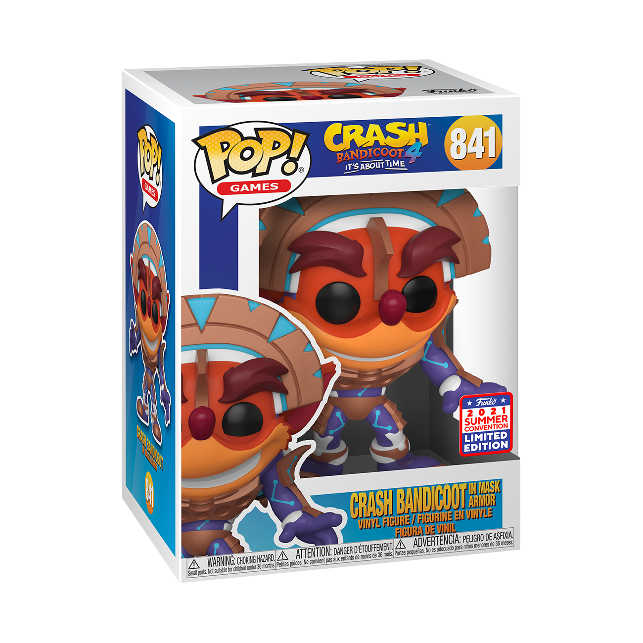 Funko POP! Games: Crash Bandicoot - Crash in Mask Armor (Metallic) - 2021 FunKon Exclusive - image 2 of 2
