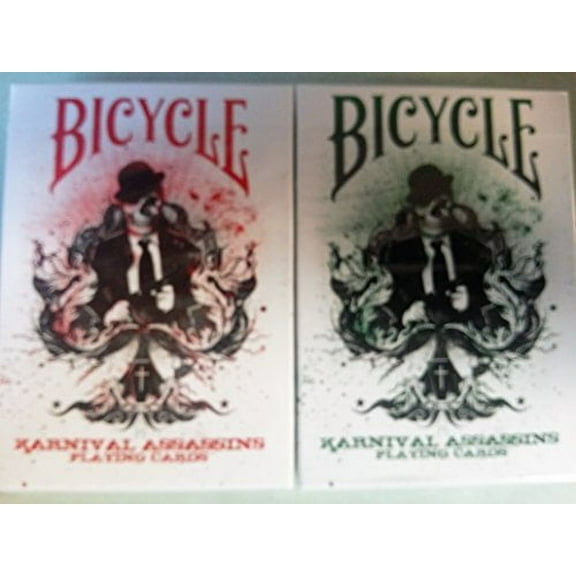 Lot 2 Decks Karnival Green and Red Assassins Bicycle Playing Cards