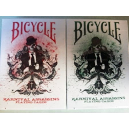 Lot 2 Decks Karnival Green and Red Assassins Bicycle Playing Cards price history on PriceWatchPro
