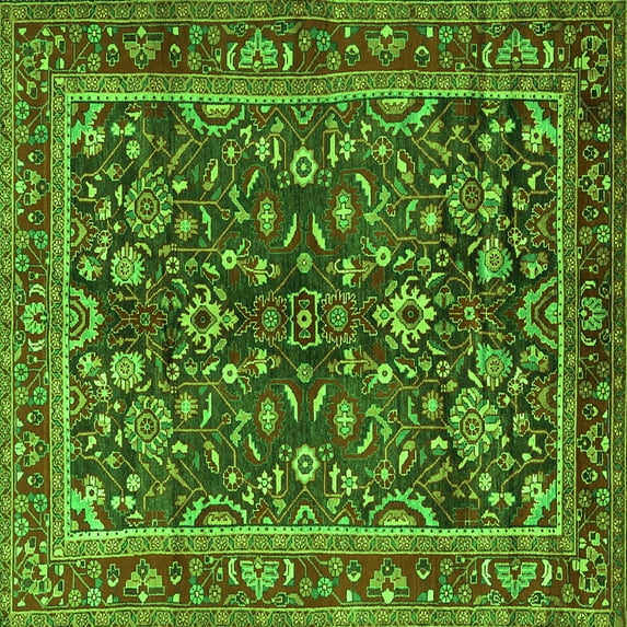 Ahgly Company Indoor Square Persian Green Traditional Area Rugs, 8' Square