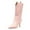 Pink, variant on XYD Women Cowgirl Western Pointy Close Toe Mid Calf Boots Low Thin Heel Pull On Rural Wedding Party Bootie Shoes Size 6 White
