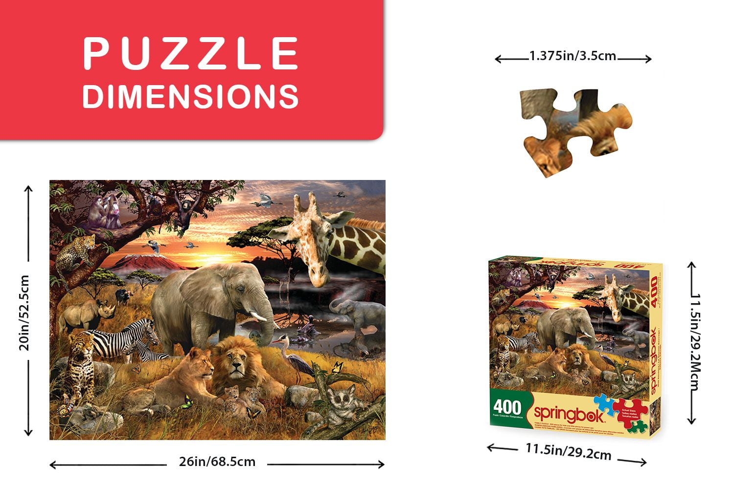 Springbok's 400 Piece Family Jigsaw Puzzle Wild Savanna - Made in