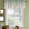 thumbnail image 3 of 2 Pack Teal Green Eucalyptus Leaves Valances for Windows Bedroom Living Room Window Treatments, Spring Plants Country Beige Rod Pocket Valance Drapes Short Kitchen Curtains Over Sink 54"x18", 3 of 8