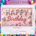 thumbnail image 2 of Pink Theme Banner Silver Balloon Birthday Party Banner Butterfly Accent Heart Decoration Celebration Backdrop for Birthday Party Girls Party Photo Shoot, 2 of 9