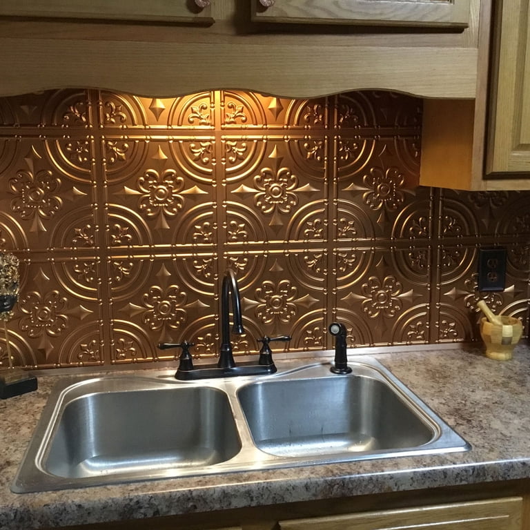 Antique Copper PVC Ceiling Tile - 4' X 2', Glue Up Or Grid, Class A Fire Rated, Waterproof & Paintable