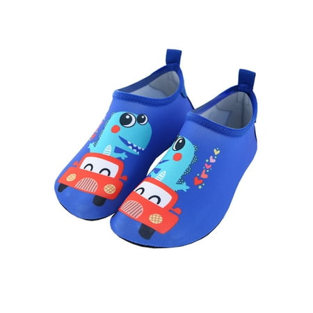 

Tenmix Kids Aqua Socks Diving Beach Shoe Quick Dry Water Shoes Swim Barefoot Unisex Non-Slip Soft Sole Blue Car 6.5C-7C