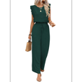thumbnail image 1 of Jumpsuits for Women 2025 Summer Ruffle Sleeves Square Neck Rompers Drawstring Overalls with Pockets Green S, 1 of 10
