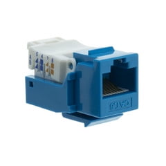 Cat6 Keystone Jack, Blue, Toolless RJ45 Female (UTP) to 110 Punch Down Connector, CableWholesale